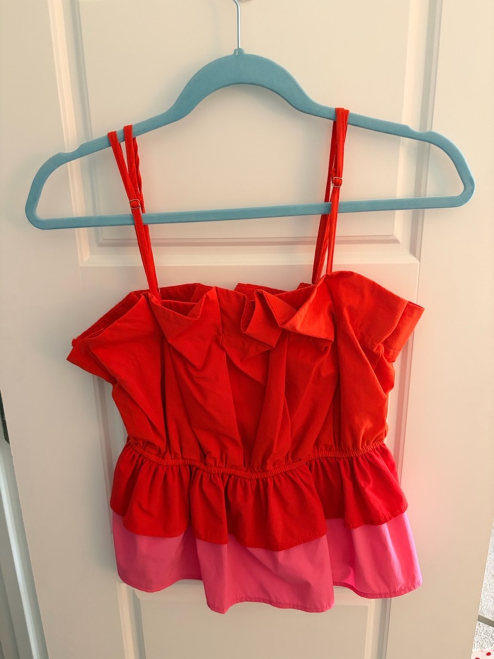 TCEC Red and Pink Ruffle Tiered Tank